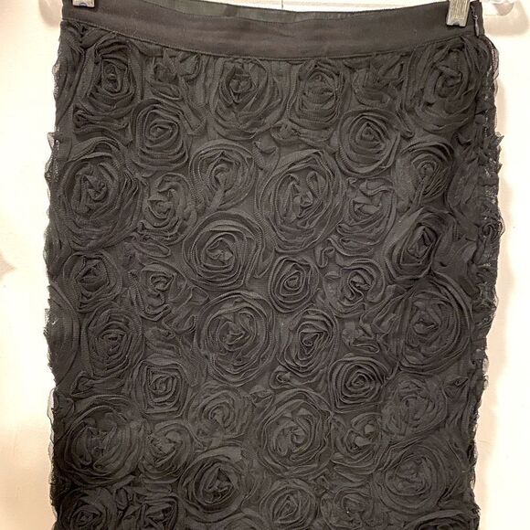 𝅺🌷 Banana Republic🌷 Beautiful Black 3D Rosebud Pattern Skirt - Picture 4 of 11